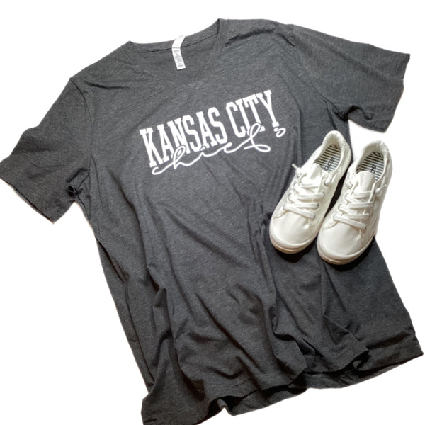 Gray and White Kansas City Chiefs (Short Sleeve T-shirt)