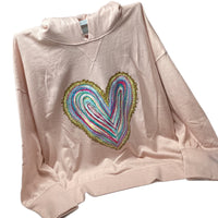 Light Pink w/ Watercolor Heart (Long Sleeve Hoodie)